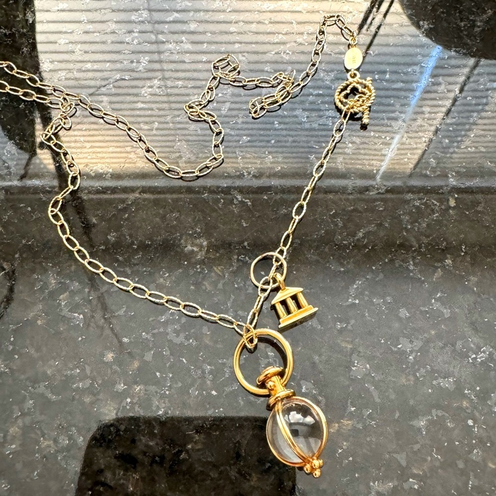 TEMPLE ST CLAIR 18K ROCK CRYSTAL AMULET, TEMPLE CHARM, 18K 18”KATIE DECKER CHAIN